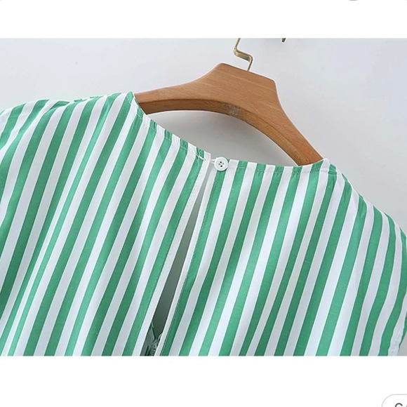 Casual Stripe Printing Off Shoulder Sleeveless Dress - Picture 6 of 8